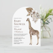 Invitation Rustique Boho Wild Safari Giraffe Baby shower Arch (Debout devant)