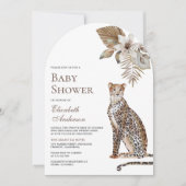 Invitation Rustique Boho Wild Safari Leopard Arch Baby shower (Devant)