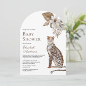 Invitation Rustique Boho Wild Safari Leopard Arch Baby shower (Debout devant)