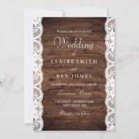 Rustique Bois Blanc Dentelle Mariage Inviter