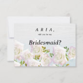 Invitation Rustique bois blanc menthe rose rose Bridesmaid (Devant)