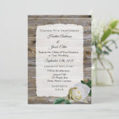 Invitation Rustique Bois Blanc Rose Élégant Mariage Invitatio (Debout devant)