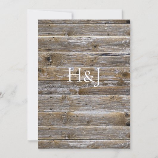 Invitation Rustique Bois Blanc Rose Élégant Mariage Invitatio (Dos)