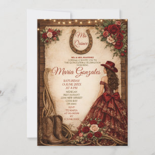 Invitation Rustique Bois Bourgogne Fleur Princesse Mis Quince