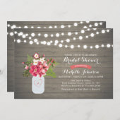 Invitation Rustique Bois Bridal Douche, Mason Jar (Devant / Derrière)