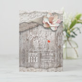 Invitation Rustique Bois Burlap Dentelle Florale Bachelorette (Debout devant)