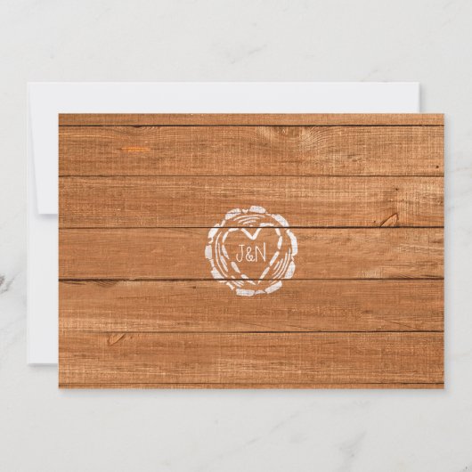 Invitation Rustique Bois & Coeur Stump (Dos)