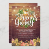 Invitation Rustique Bois d'automne Maple Thanksgiving Dîner (Devant / Derrière)