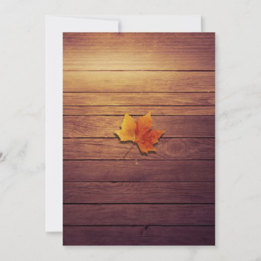 Invitation Rustique Bois d'automne Maple Thanksgiving Dîner (Dos)