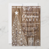 Invitation Rustique Bois de Noël Arbre Cadeaux Fête (Devant)