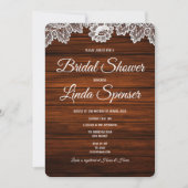Invitation Rustique Bois et dentelle Douche nuptia (Devant)