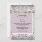 Invitation Rustique Bois Fleurs Mariage Blanc Dentelle Rose (Dos)