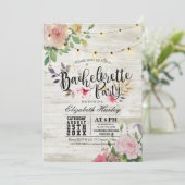Invitation Rustique Bois Floral String Lumière Bachelorette P (Debout devant)