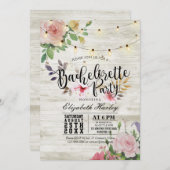 Invitation Rustique Bois Floral String Lumière Bachelorette P (Devant / Derrière)