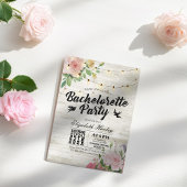 Invitation Rustique Bois Floral String Lumière Bachelorette P