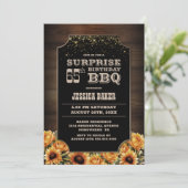Invitation Rustique Bois Floral Surprise 65e anniversaire BBQ (Debout devant)