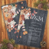 Invitation Rustique Bois foncé Automne Mariage Floral
