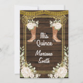 Invitation Rustique Bois Or Mexicain Charro Miss Quince  (Dos)