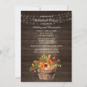 Invitation Rustique Bois Orange Fleurs Mariage (Devant)