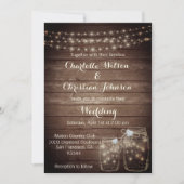 Invitation Rustique Bois Pays Mason Jar Lumières Mariage (Devant)