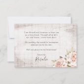 Invitation Rustique Bois Romantique Rose Proposition de fête  (Dos)