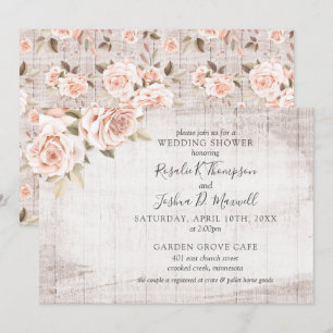 Invitation Rustique Bois Romantique Roses Couple Wedding show