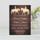 Invitation Rustique Bois Romantique Western Horse Riders Mari (Debout devant)