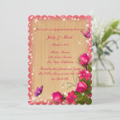 Invitation Rustique Bois rose Floral Butterfly (Debout devant)
