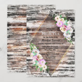 Invitation Rustique Bois rose Floral géométrique Bridal High  (Devant / Derrière)