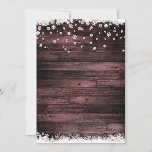 Invitation Rustique Bois rose rose neige moelleux hiver doux (Dos)