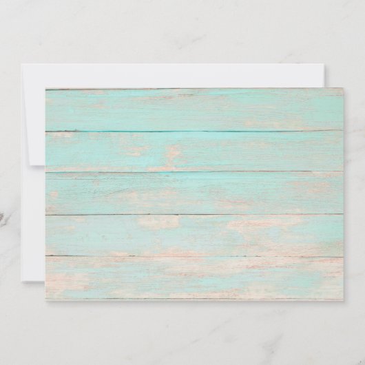 Invitation Rustique Bois Turquoise Roses (Dos)