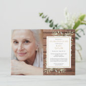Invitation Rustique Bois vert Célébration de la vie Photo (Debout devant)