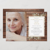 Invitation Rustique Bois vert Célébration de la vie Photo (Devant / Derrière)