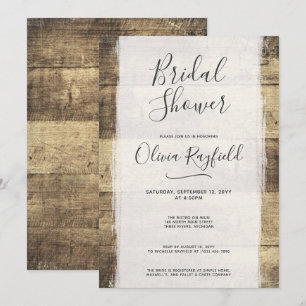 Invitation Rustique Bois Vintage Grange nuptiale de douche In