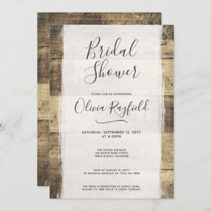 Invitation Rustique Bois Vintage Grange nuptiale de douche In