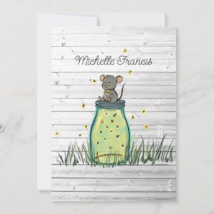Invitation Rustique Bokeh Souris Firefly Mason Jar Douche Inv