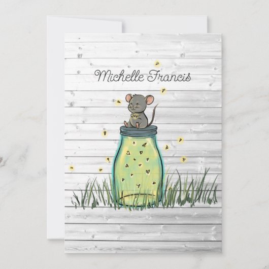 Invitation Rustique Bokeh Souris Firefly Mason Jar Douche Inv (Devant)