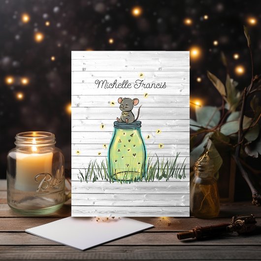 Invitation Rustique Bokeh Souris Firefly Mason Jar Douche Inv