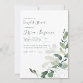 Invitation Rustique Botanique Eucalyptus Couples Douche (Devant)