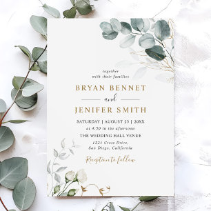 Invitation Rustique Botanique Eucalyptus Mariage de verdure