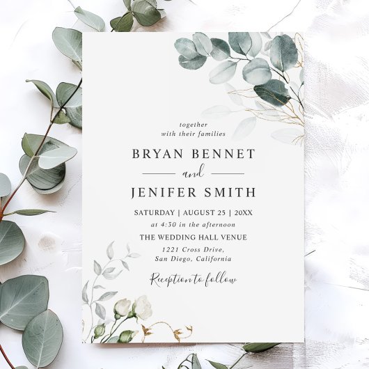 Invitation Rustique Botanique Eucalyptus Mariage de verdure