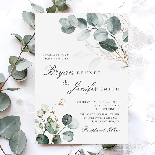 Invitation Rustique Botanique Eucalyptus Mariage de verdure