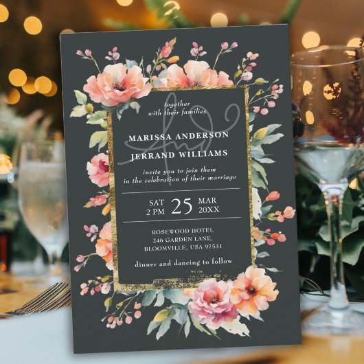 Invitation Rustique Botanique Jardin Gold Cadre photo Mariage