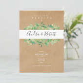 Invitation Rustique Botanique Verdure Eucalyptus Mariage (Debout devant)