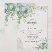 Invitation Rustique Botanique Verdure Eucalyptus Mariage (Devant / Derrière)