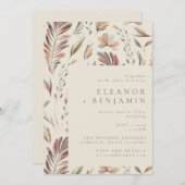 Invitation Rustique Botanique Verdure Terre Boho Mariage de a (Devant / Derrière)
