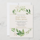 Invitation Rustique Botanique Verdure Wreath Mariage ivoire (Devant)