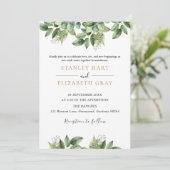 Invitation Rustique Botanique Vert & Or Mariage Foliage (Debout devant)