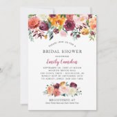 Invitation Rustique Bourgogne Automne Floral Mariage Fête des (Devant)