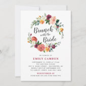 Invitation Rustique Bourgogne Automne Floral Wreath Bridal Br (Devant)